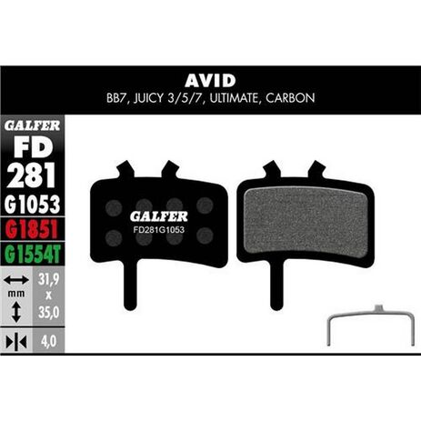 _Plaquettes de Frein Vélo Galfer Standard Avid Juicy - Carbon - Ulti | FD281G1053 | Greenland MX_